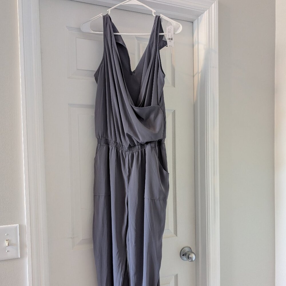 Satin Gray Jogger Jumpsuit